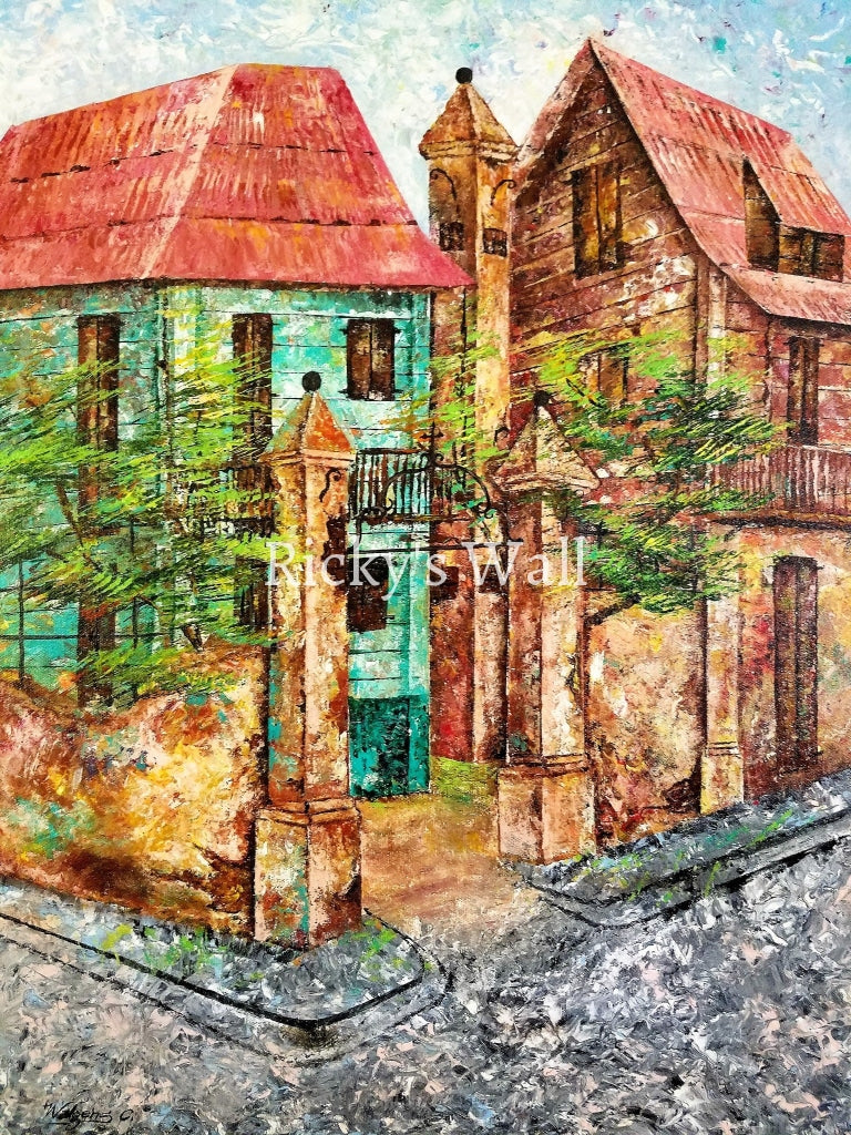 Colonial House in Jacmel, Haiti - 23.3 x 19.4 by Walgens Celeus - Ricky's Wall